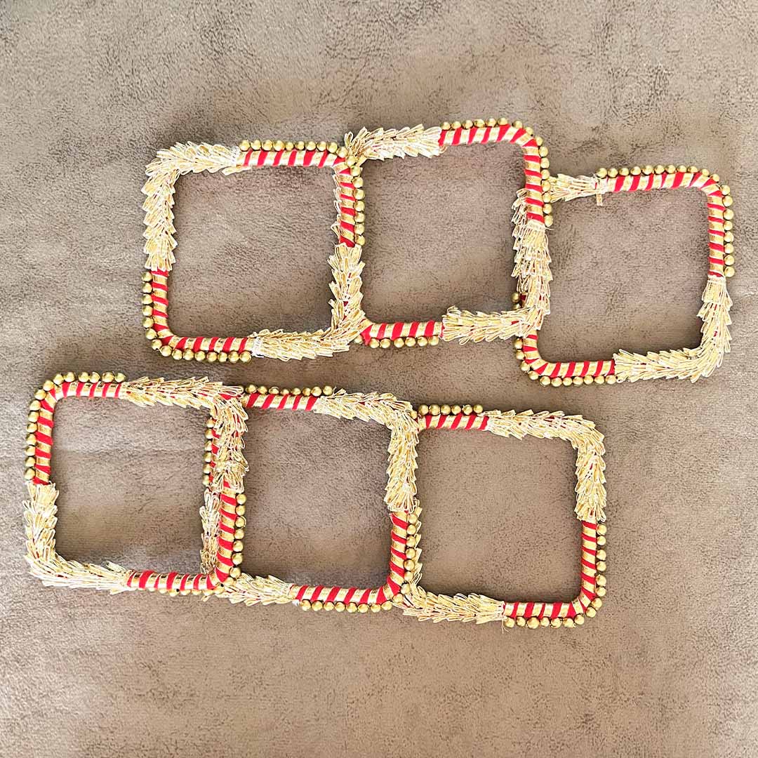 Red & Golden Gota Square Set Of 6