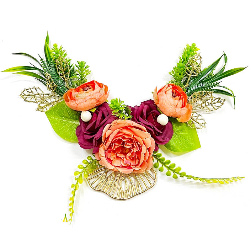 Orange With Maroon Combination V Shape Flower Bunch Pack Of 2 for Trousseau & Gift Packaging, Wedding & Festive Decoration