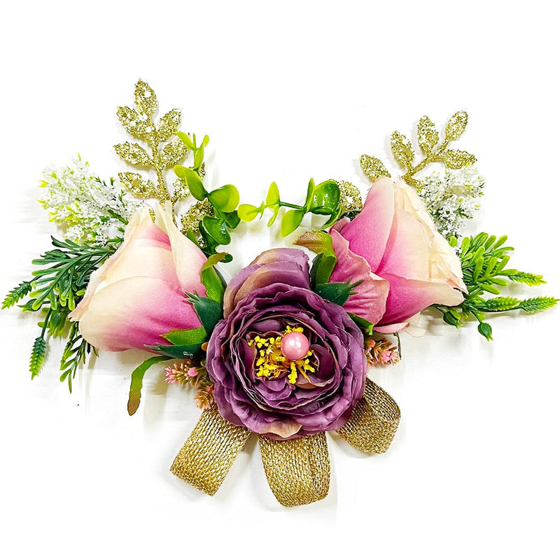 Big Size pink Rose and Green Peonies Flower Bunch Pack Of 2 for Trousseau & Gift Packaging, Wedding & Festive Decoration