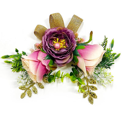 Big Size pink Rose and Green Peonies Flower Bunch Pack Of 2 for Trousseau & Gift Packaging, Wedding & Festive Decoration