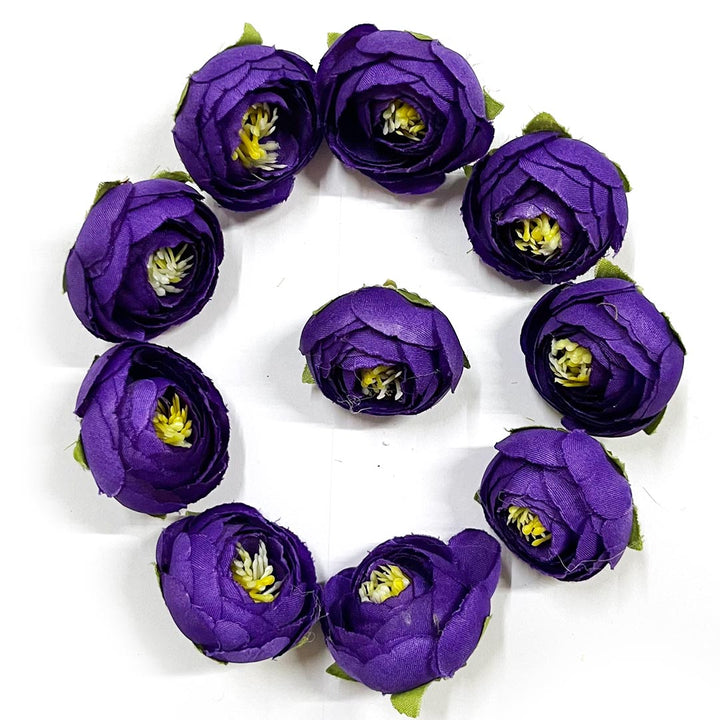 Purple Peony Buds Pack of 25 (1.5" Inches) Fake Fabric Head Rose Flowers for Home, Gift, Christmas,Valentine, Mandir Pooja Table, Cake Decor, Bouquet Making Decoration