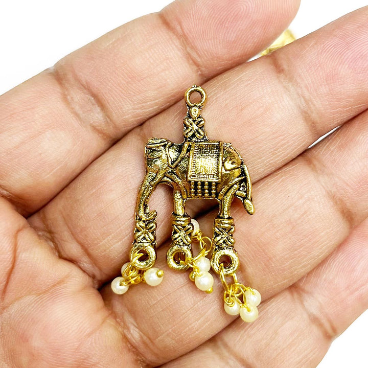 Elephant Wtih Beads Hanging Metal Buttons Set Of 10 For Swing Projects & Designer Dress, Suit Sari & DIY