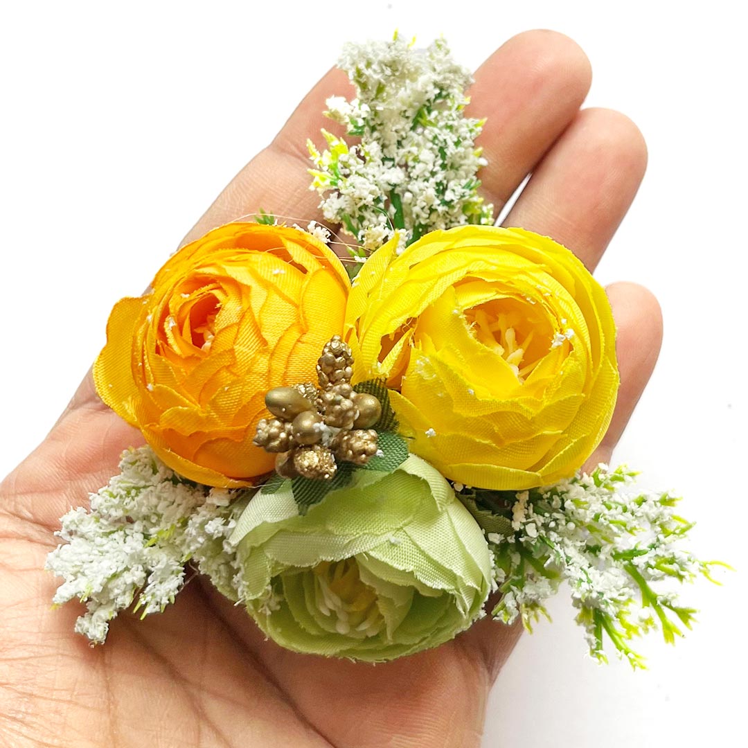 Set of 6 Handmade Artificial Peonies Flower Bunch for Hamper, Flower Brooch Hamper, for Decoration, Gifting, Trousseau Packing