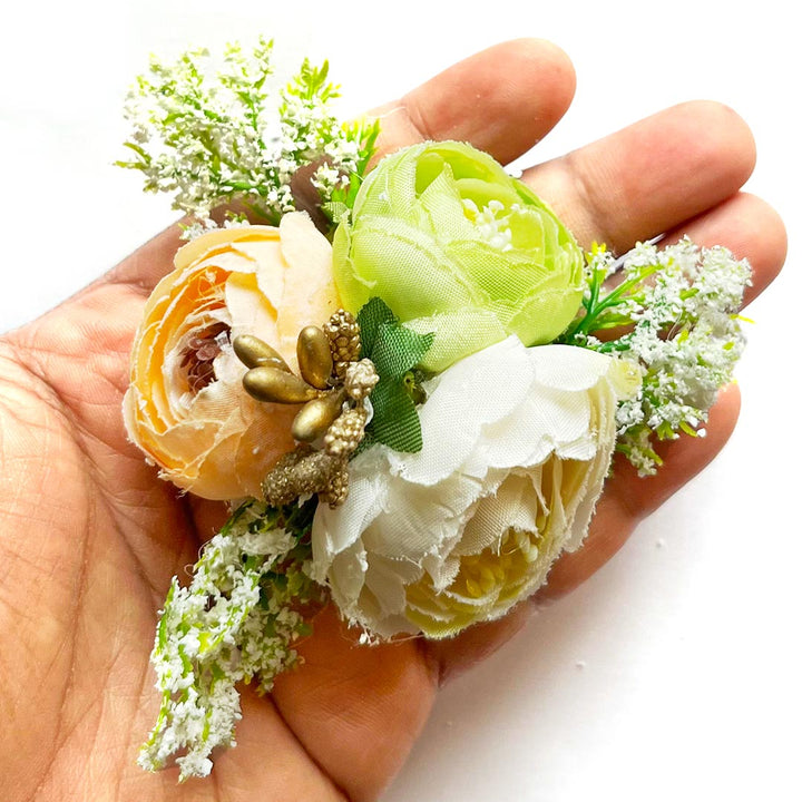 Set of 6 Handmade Artificial Peonies Flower Bunch for Hamper, Flower Brooch Hamper, for Decoration, Gifting, Trousseau Packing