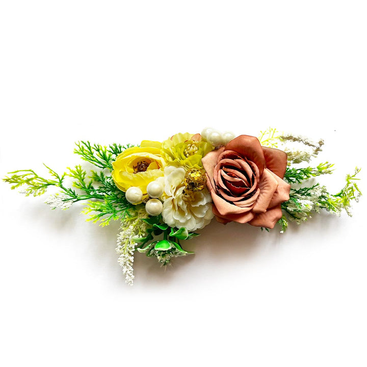 Brown & Pista Green Flower Bunch Pack Of 2 for Trousseau, Gift & Hamper Packaging, Wedding & Festive Decoration