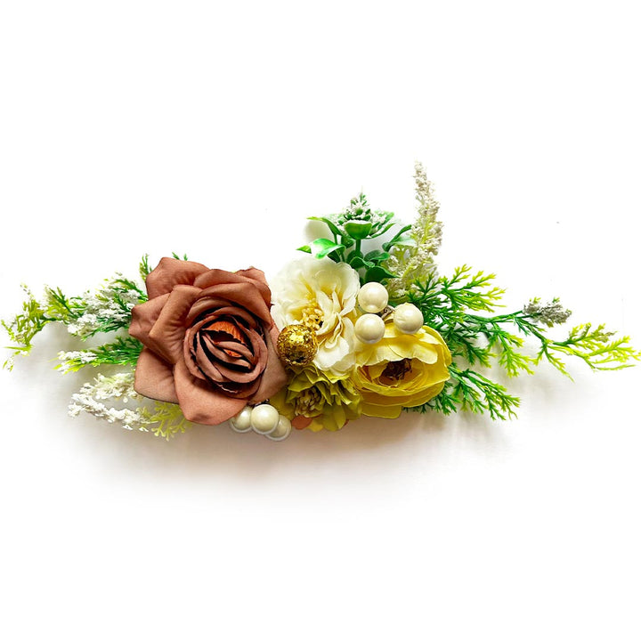 Brown & Pista Green Flower Bunch Pack Of 2 for Trousseau, Gift & Hamper Packaging, Wedding & Festive Decoration