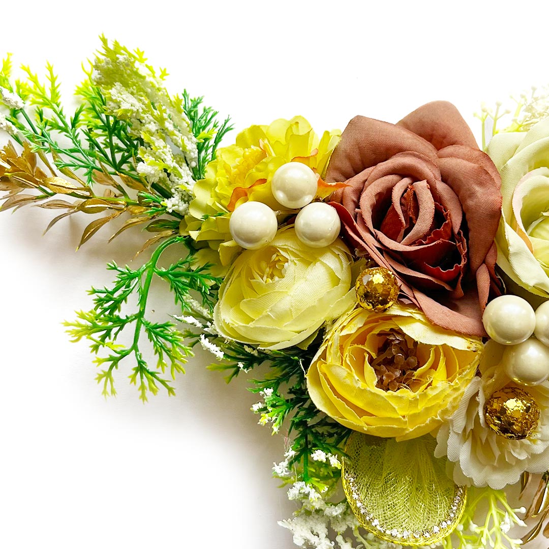 Big Size Brown & Pista Green Flower Bunch Pack Of 2 for Trousseau, Gift & Hamper Packaging, Wedding & Festive Decoration