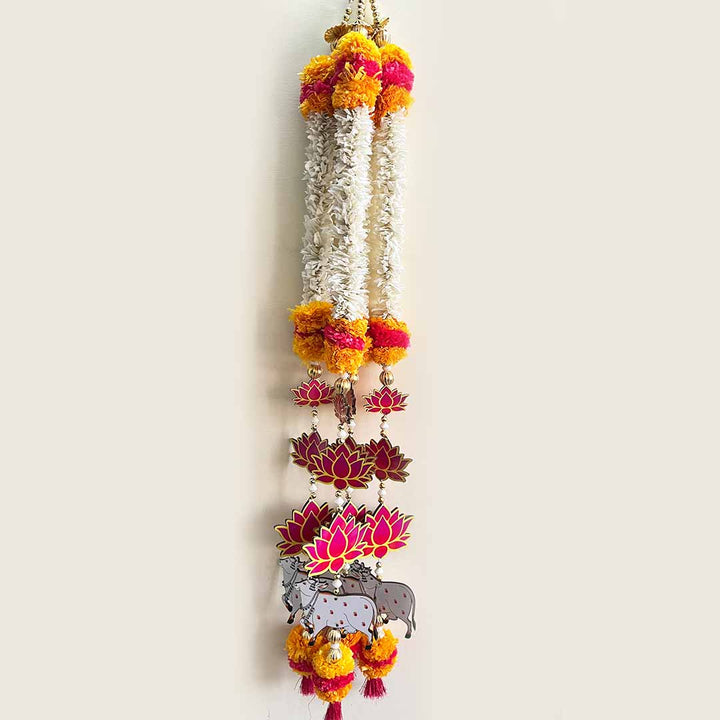 Cow & Lotus With Gajra Long Hanging Pair