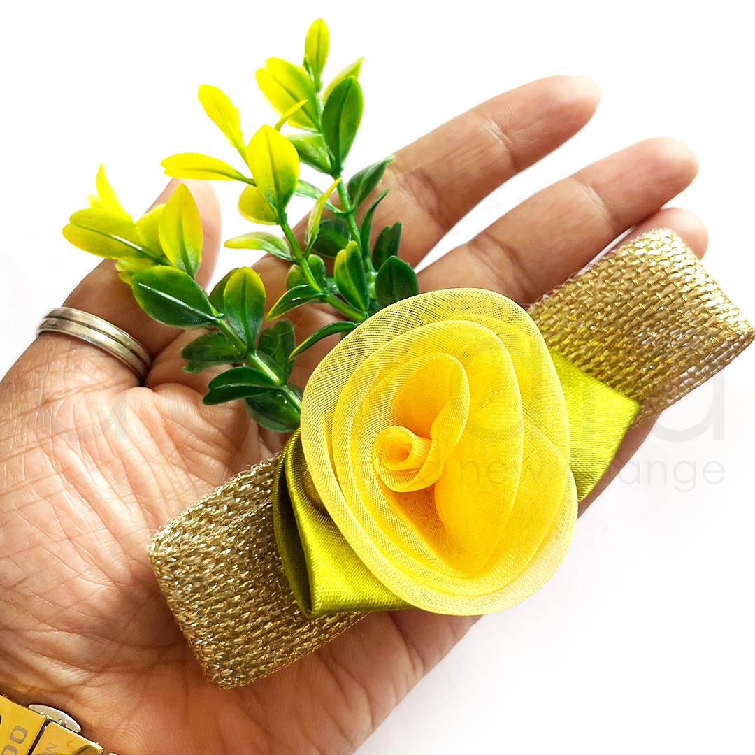 Yellow Tissue Flower Bunch Pack Of 4 For Wedding & Home Decoration