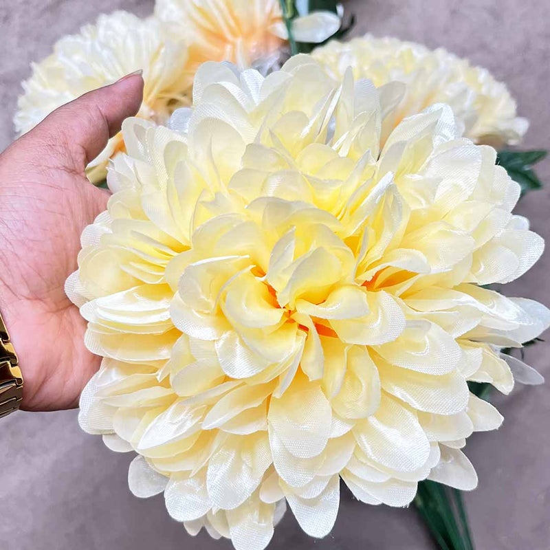 Light Peach Color Silk Chrysanthemum Bush Flower Bunch