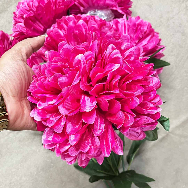 Rani Pink Color Silk Chrysanthemum Bush Flower Bunch