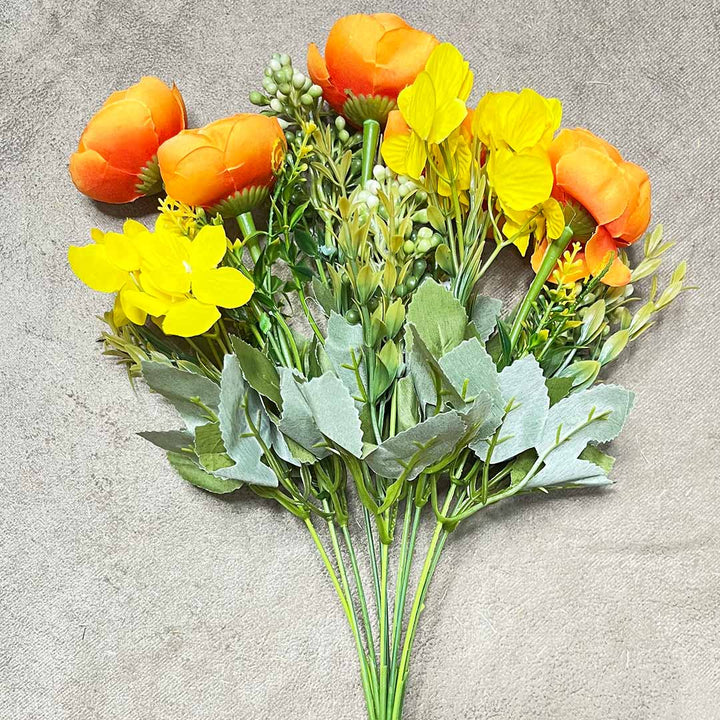 Orange & Yellow Color Peony Flower Bunch