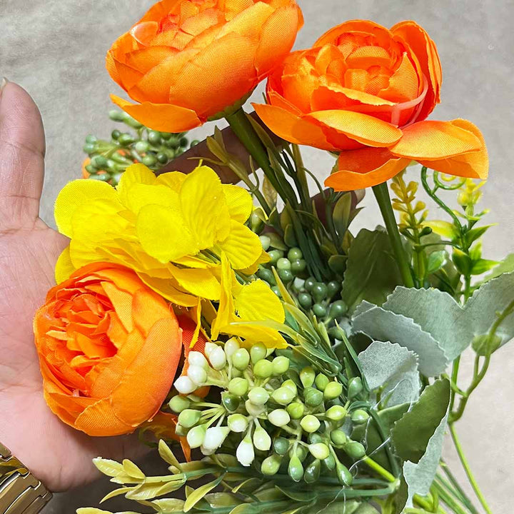 Orange & Yellow Color Peony Flower Bunch