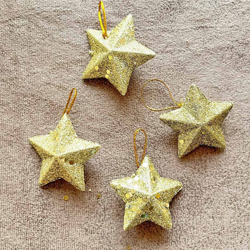 Golden Color 3d Stars Pack Of 6