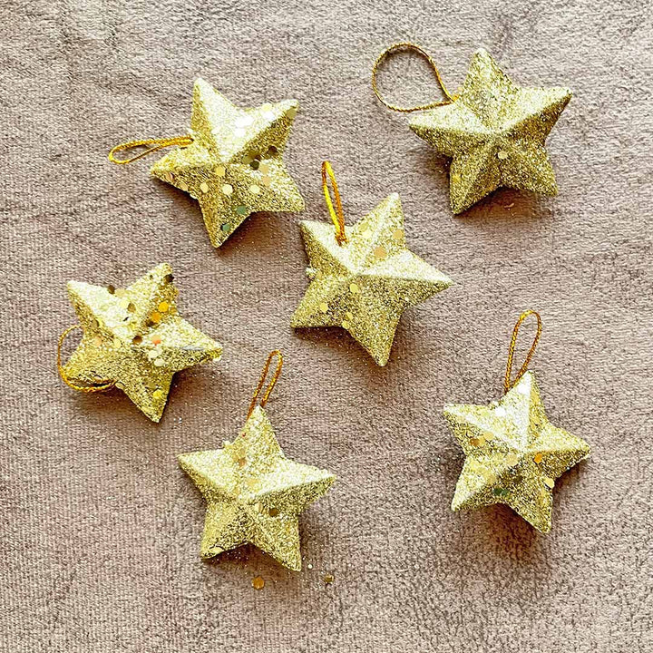 Golden Color 3d Stars Pack Of 6