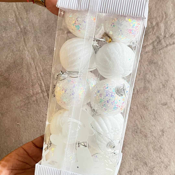 White Color Glittered Bauble Gift Pack (Design_3)