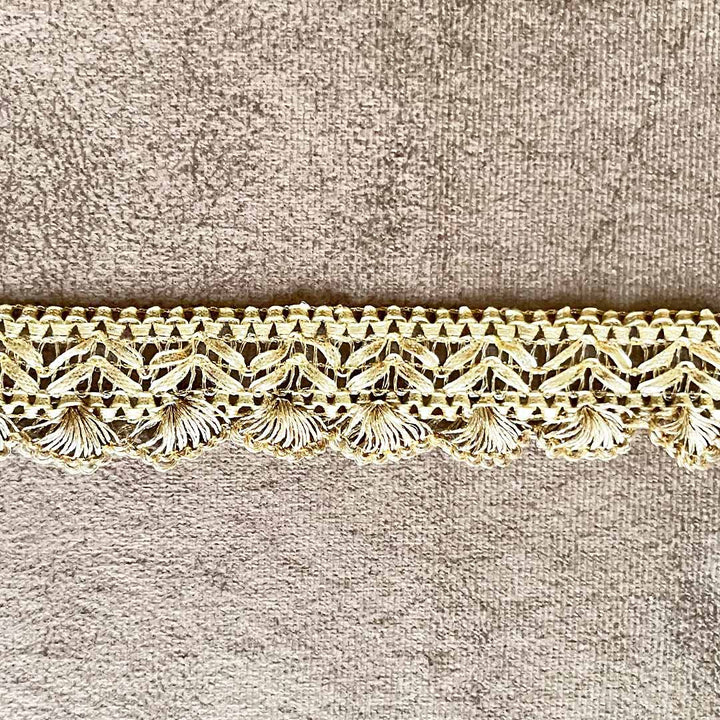 Crochet Weaving Golden Color Silk Thread & Gota Lace - ( 9mtr )