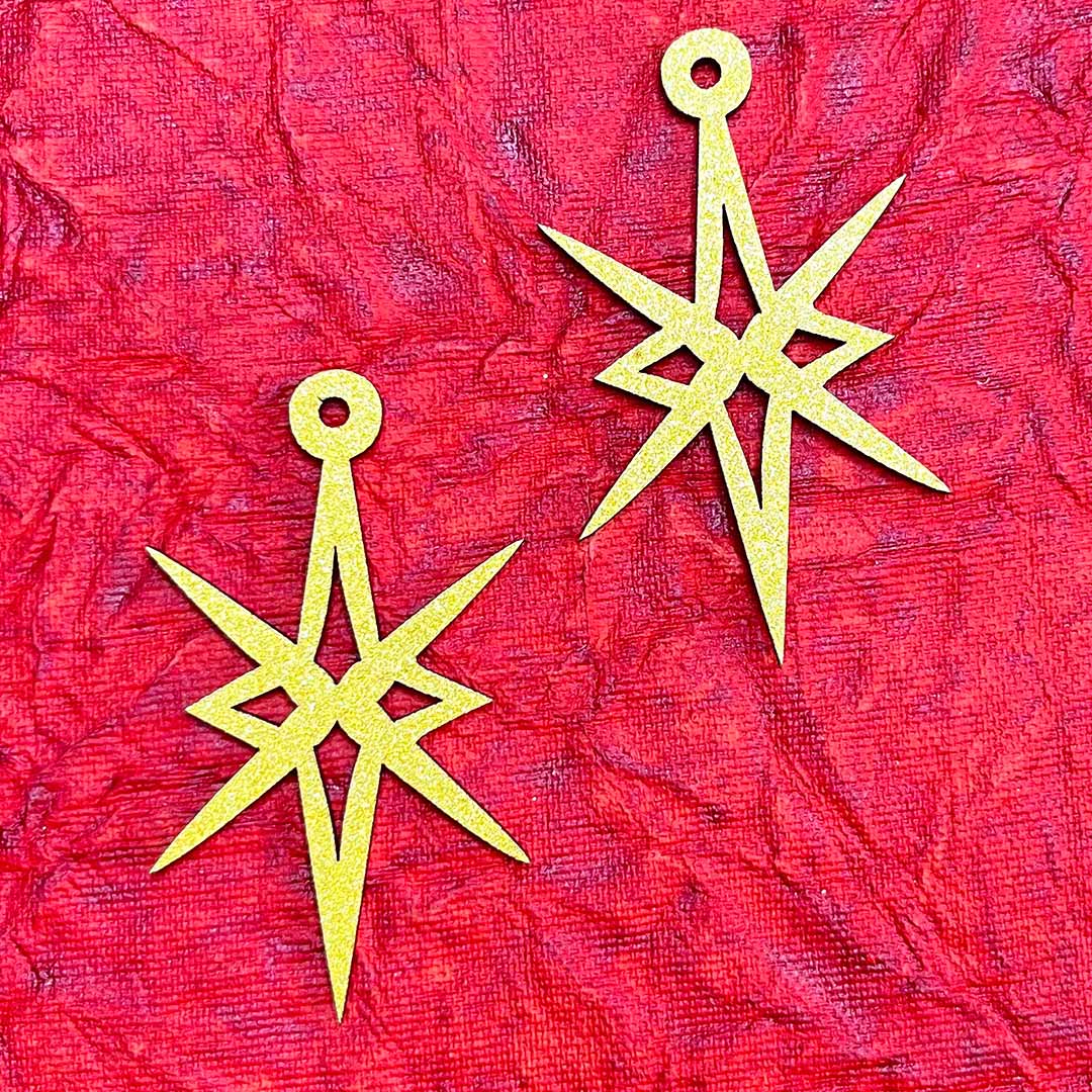 Golden Glittered Christmas Stary Set Of 2