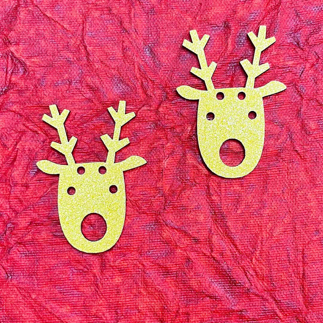 Golden Glittered Christmas Dear Set Of 2