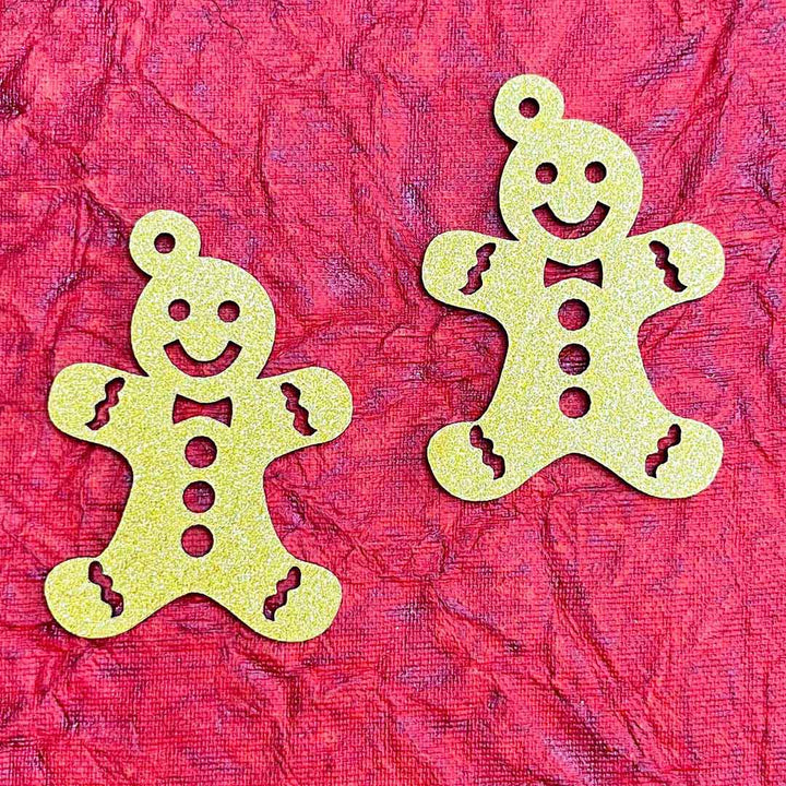 Golden Glittered Christmas Ginger Bread Set Of 2