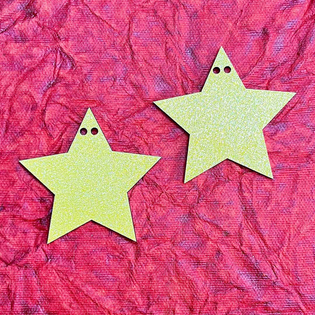 Golden Glittered Christmas Star Set Of 2