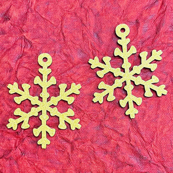 Golden Glittered Christmas Snow Flakes(2) Set Of 2