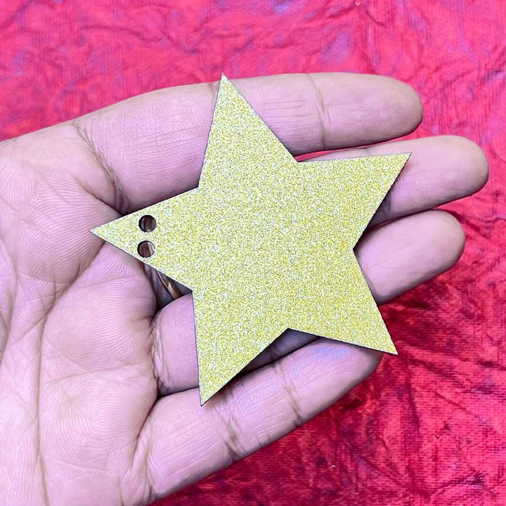 Golden Glittered Christmas Star Set Of 2