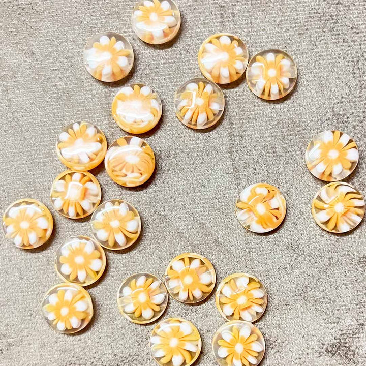 Light Orange Color Round Shape Button Set Of 10