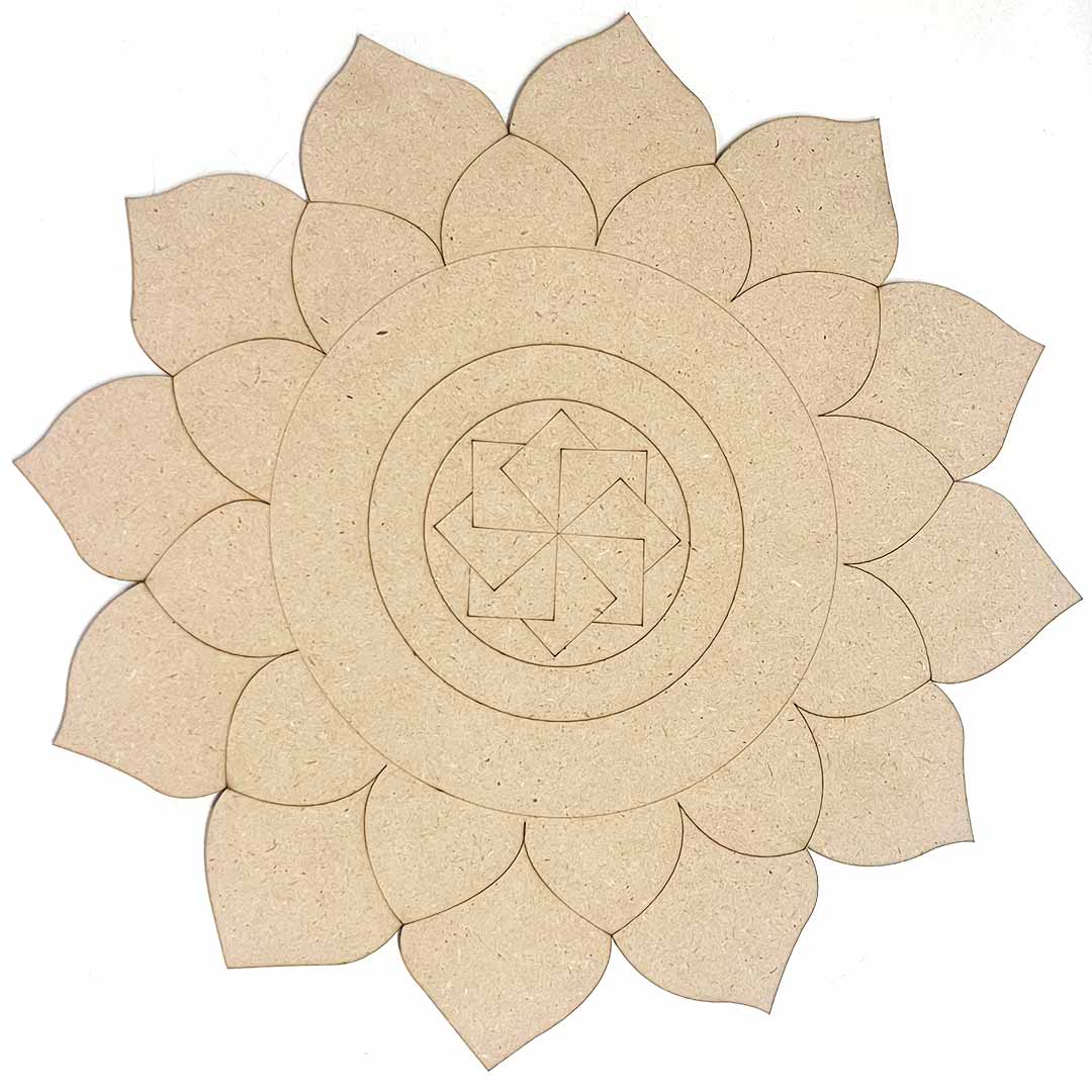 Flower Mandala Swastik Design MDF Engraved Base