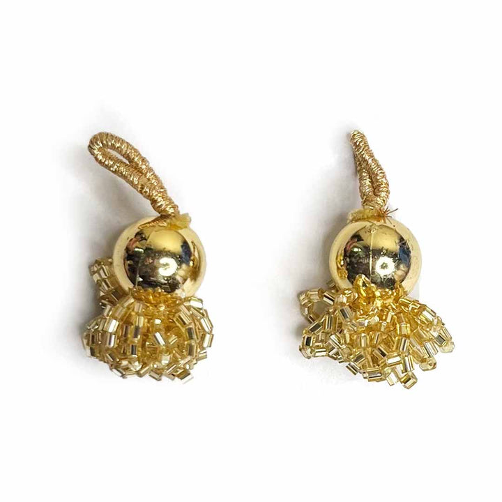 Golden Big Bead With Katdana Ruffled Tassels Pack Of 2