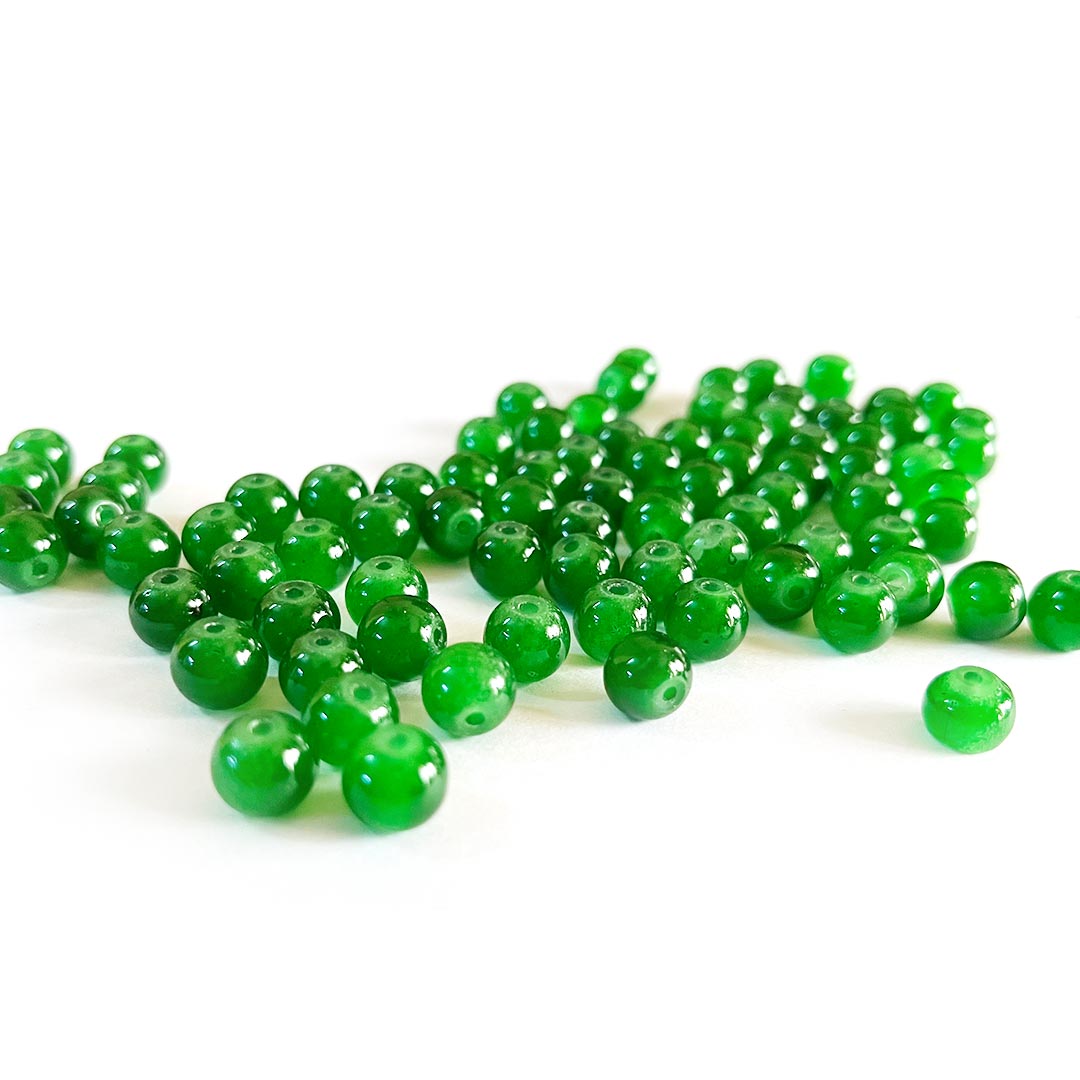 Green Color Glass Beads For Jewelry & Bracelet Making 10 mm