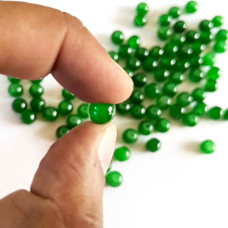 Green Color Glass Beads For Jewelry & Bracelet Making 10 mm