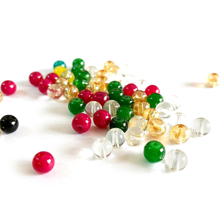 Multi Color Glass Beads For Jewelry & Bracelet Making 10 mm