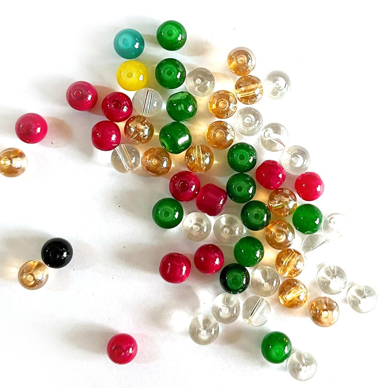 Multi Color Glass Beads For Jewelry & Bracelet Making 10 mm