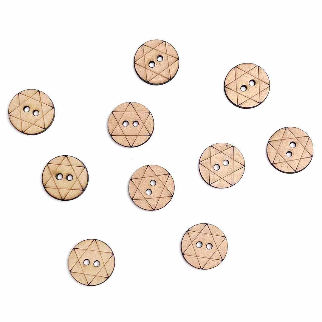 Round Shape Star Engraved Design Button Set Of 10