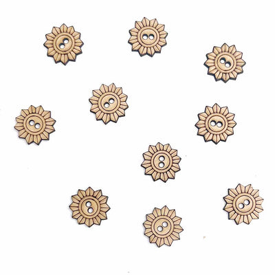 Sun Engraved Design Button Set Of 10