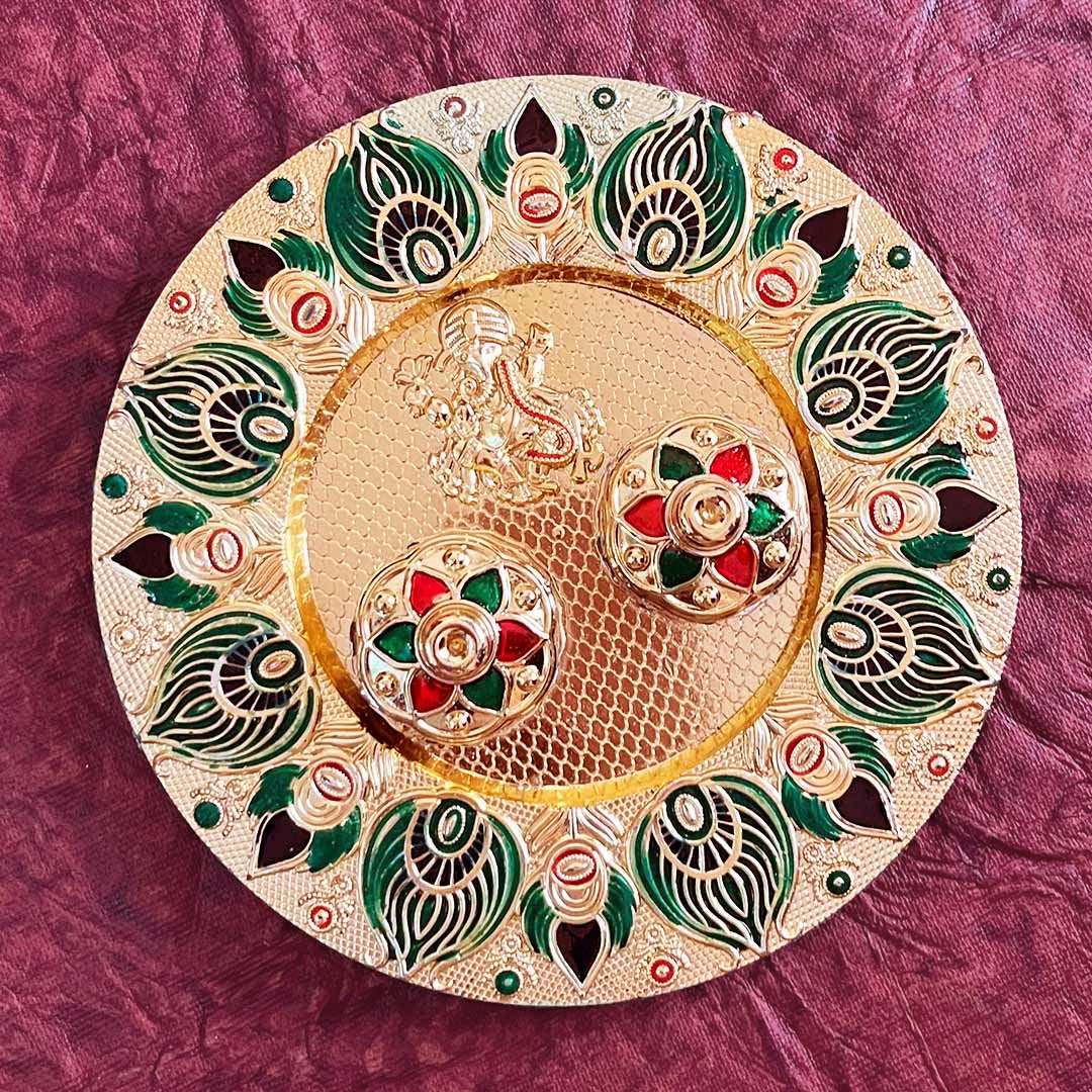 Acrylic Roli Chawal Plate Design No. 4