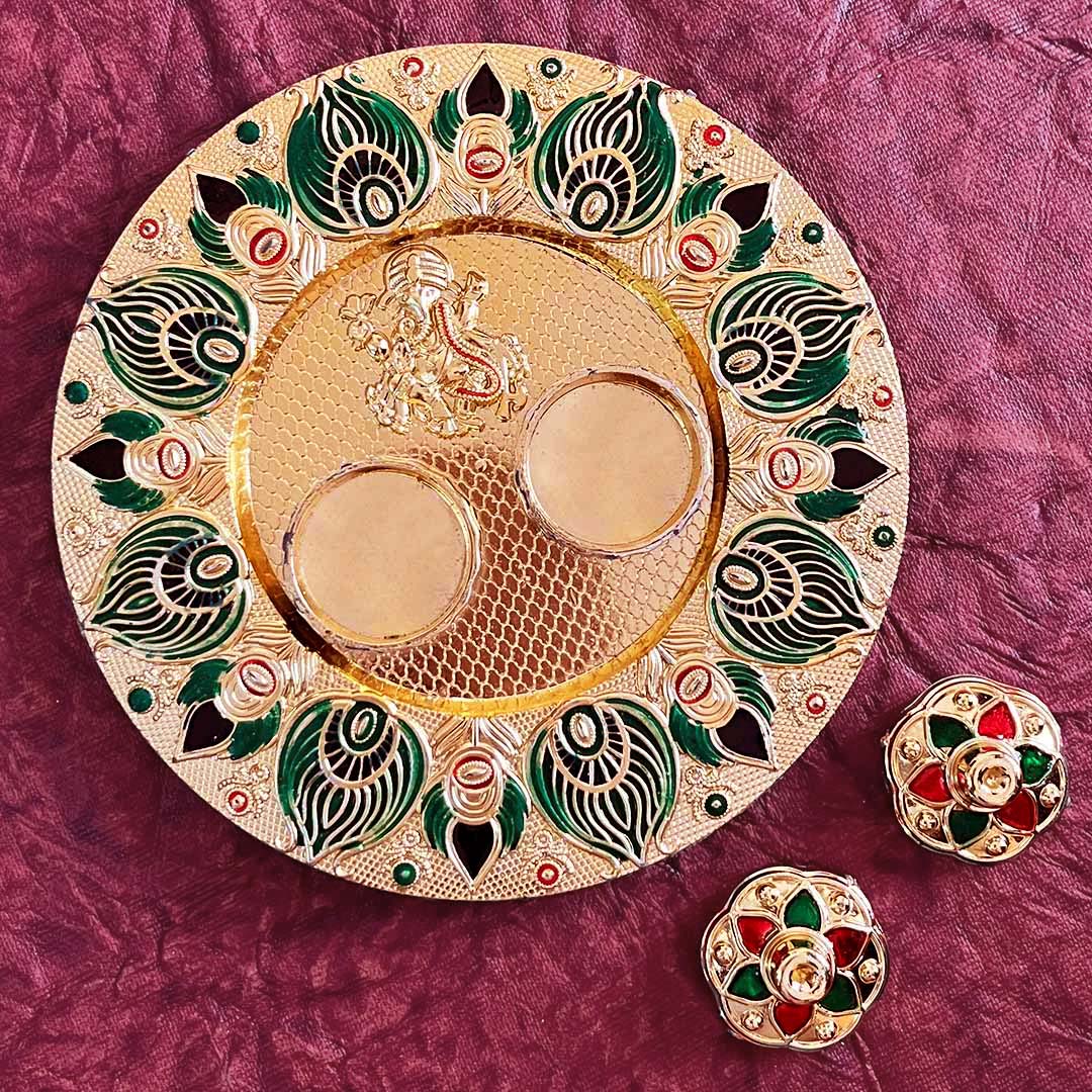 Acrylic Roli Chawal Plate Design No. 4