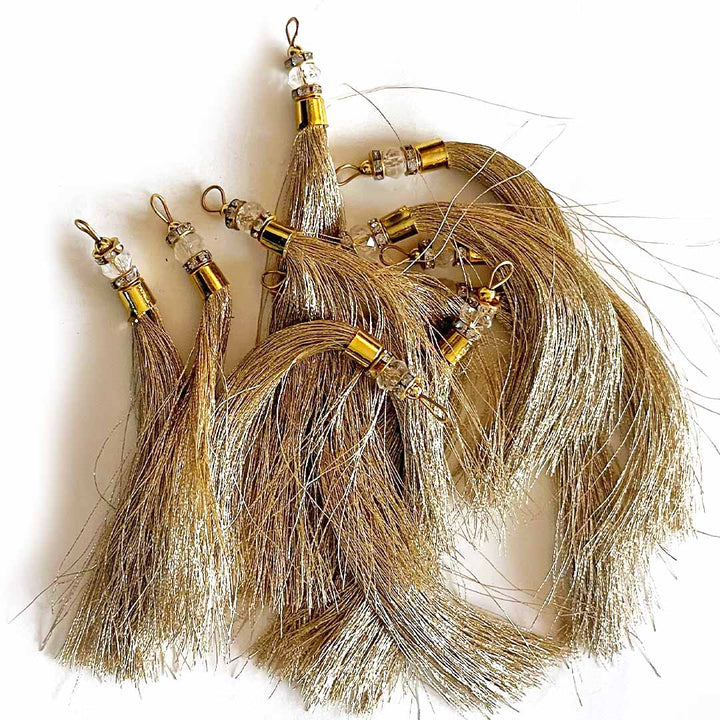 Jarkan With Golden Zari Thread Tassels Set Of 10