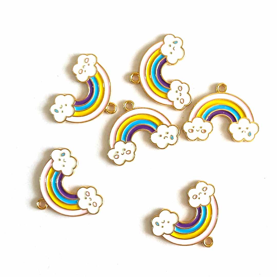 Rainbow With Clouds Top Whole Metal Charms Set Of 6