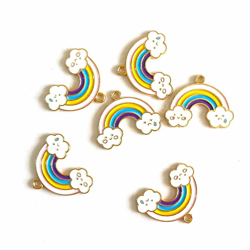 Rainbow With Clouds Top Whole Metal Charms Set Of 6