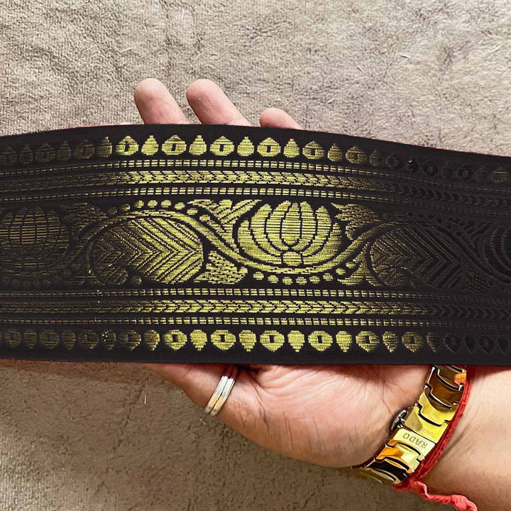 Black & Golden Zari Color Weaving Border- 3INCH - ( 5mtr )