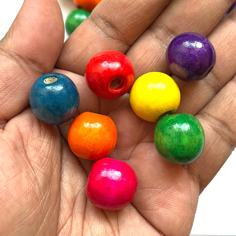 Multi colored Wooden Beads Big Size 20 mm for Braclet, Jewelery, Bag Making DIY Art & Craft