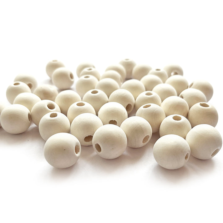 White colored Wooden Beads Big Size 20 mm for Braclet, Jewelery, Bag Making DIY Art & Craft