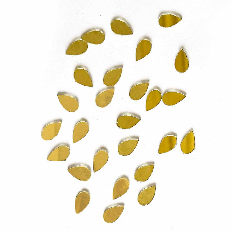 GOLDEN Drop Shape Mirror Pack Of 50 Gram -17X10MM