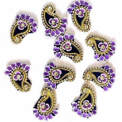 Purple Color Pazily With Floral Design Booti Pack Of 10