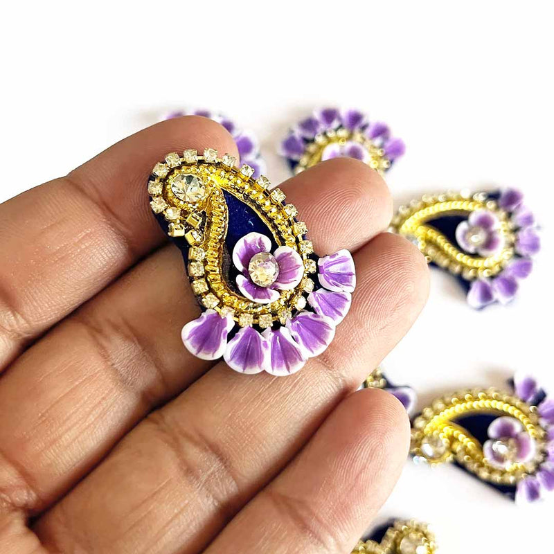 Purple Color Pazily With Floral Design Booti Pack Of 10