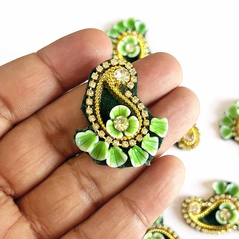 Green Color Pazily With Floral Design Booti Pack Of 10