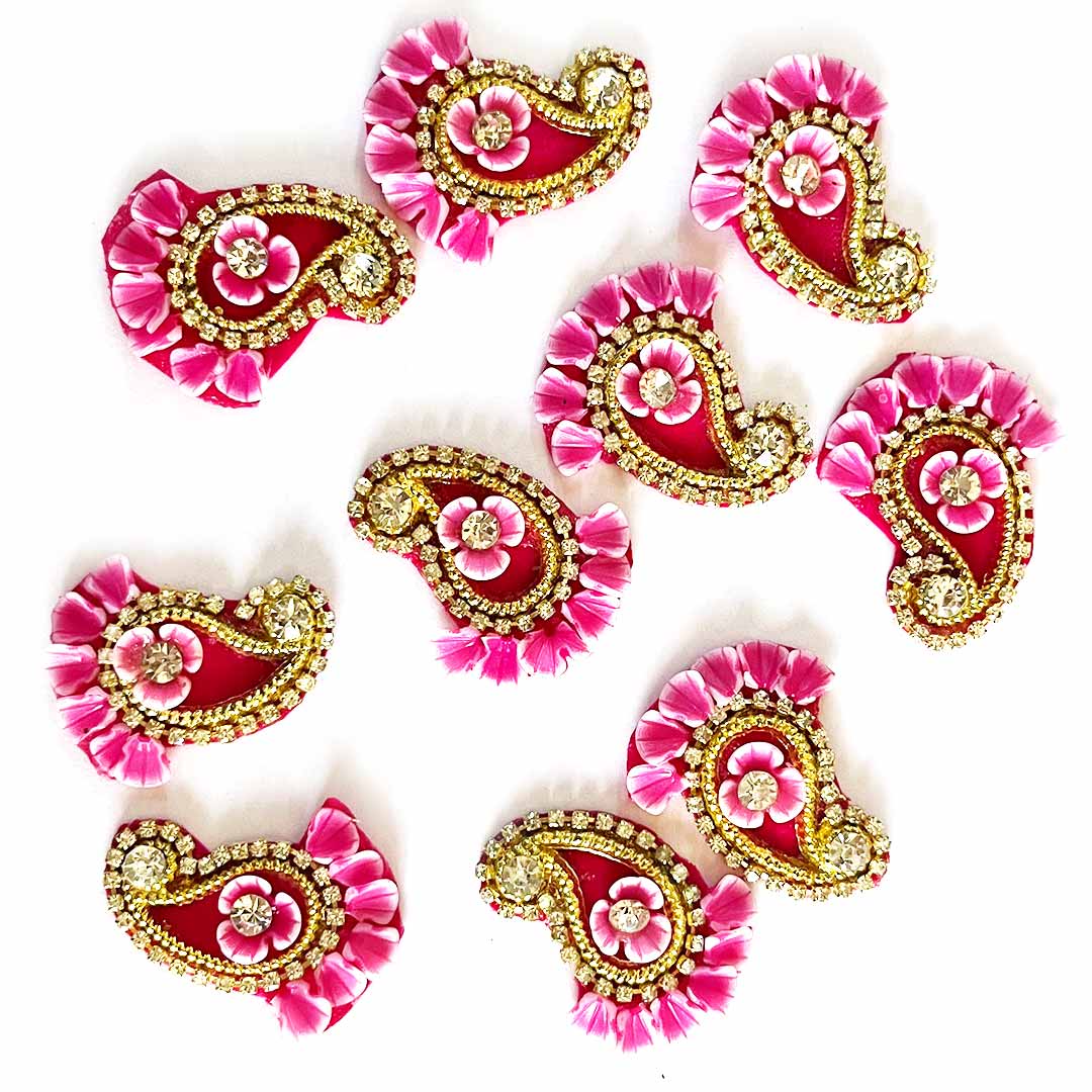 Pink Color Pazily With Floral Design Booti Pack Of 10