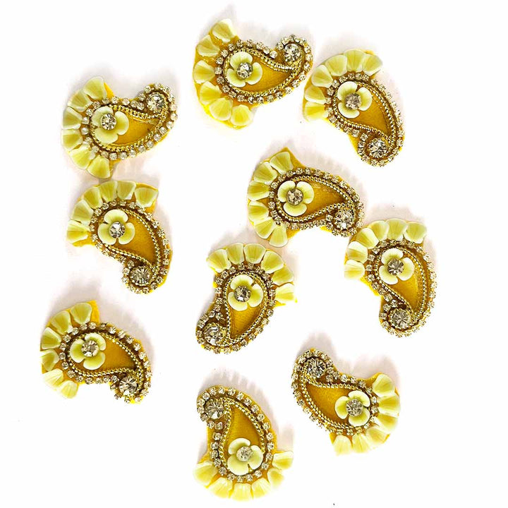 Yellow Color Pazily With Floral Design Booti Pack Of 10